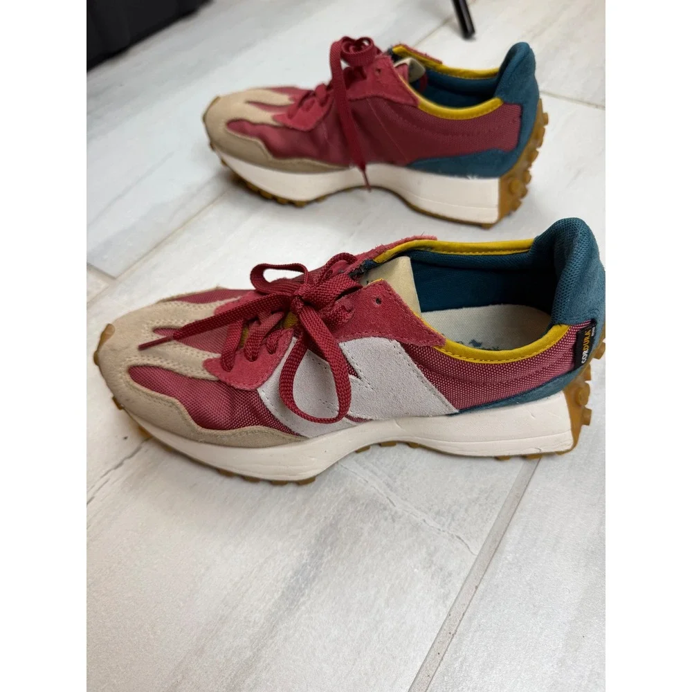 New Balance 327 Cordura Burgundy Teal Tan Sneakers MS327WT1 Mens 6.5 Womens 8